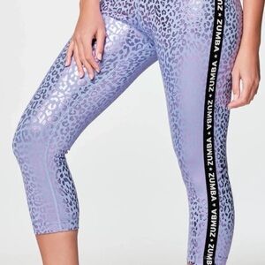 Zumba Fitness Purple Leopard Print Capris